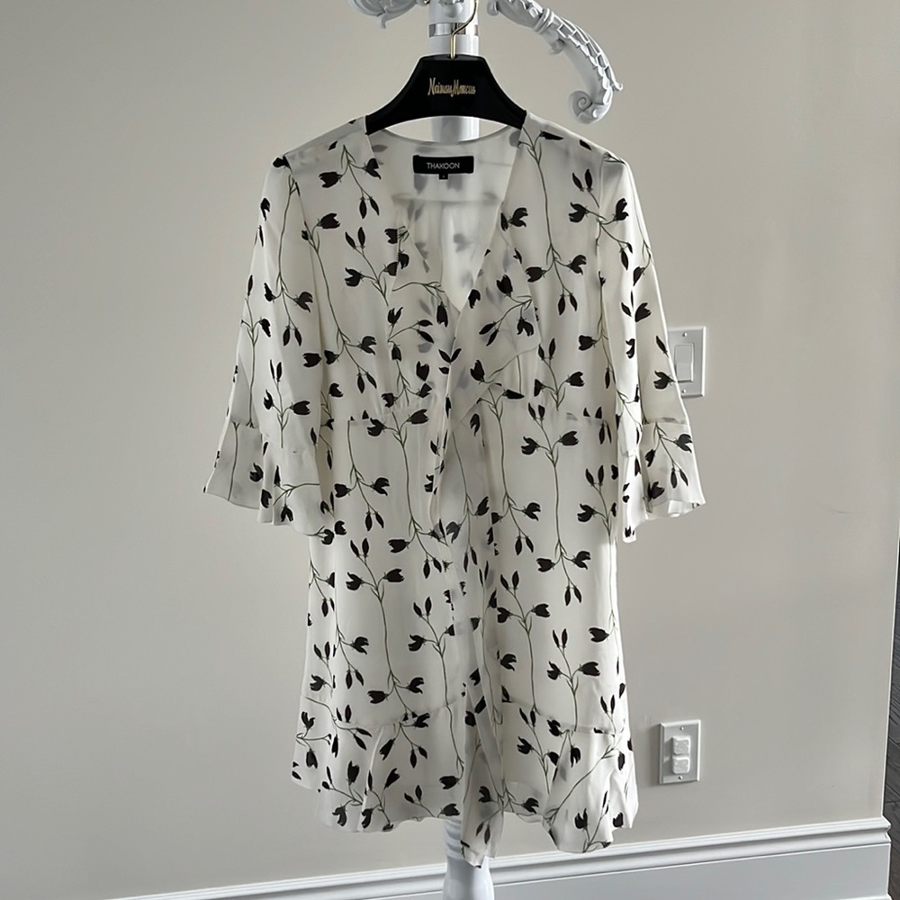 Thakoon 100% Silk white tulip dress size 8